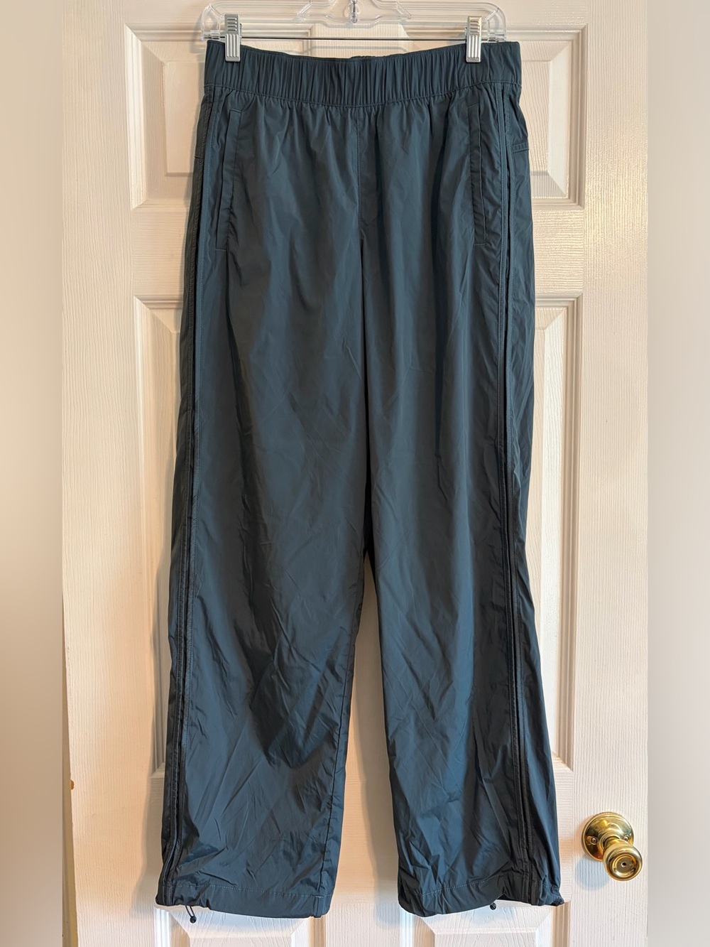Athleta Teal Windbreaker Track Pants Womens Small Nylon Spandex Zipper